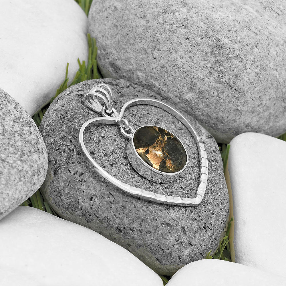 Heart - Natural Copper Abalone Shell Pendant P-1103 SDP135833