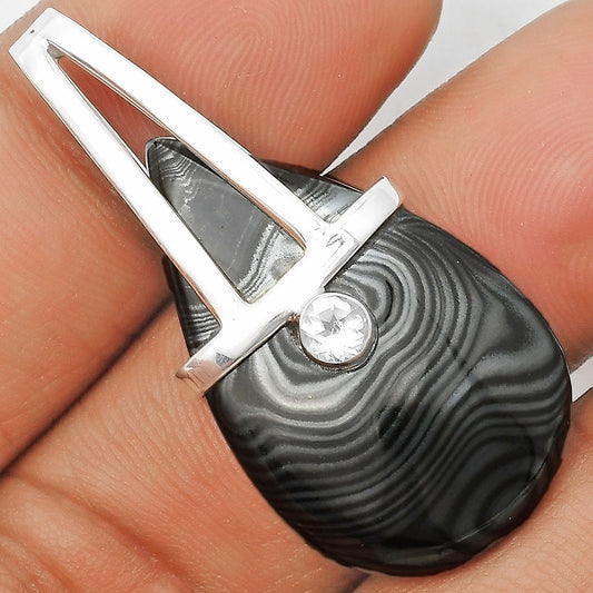 Black Malachite & Sky Blue Topaz Pendant P-1563 SDP135894