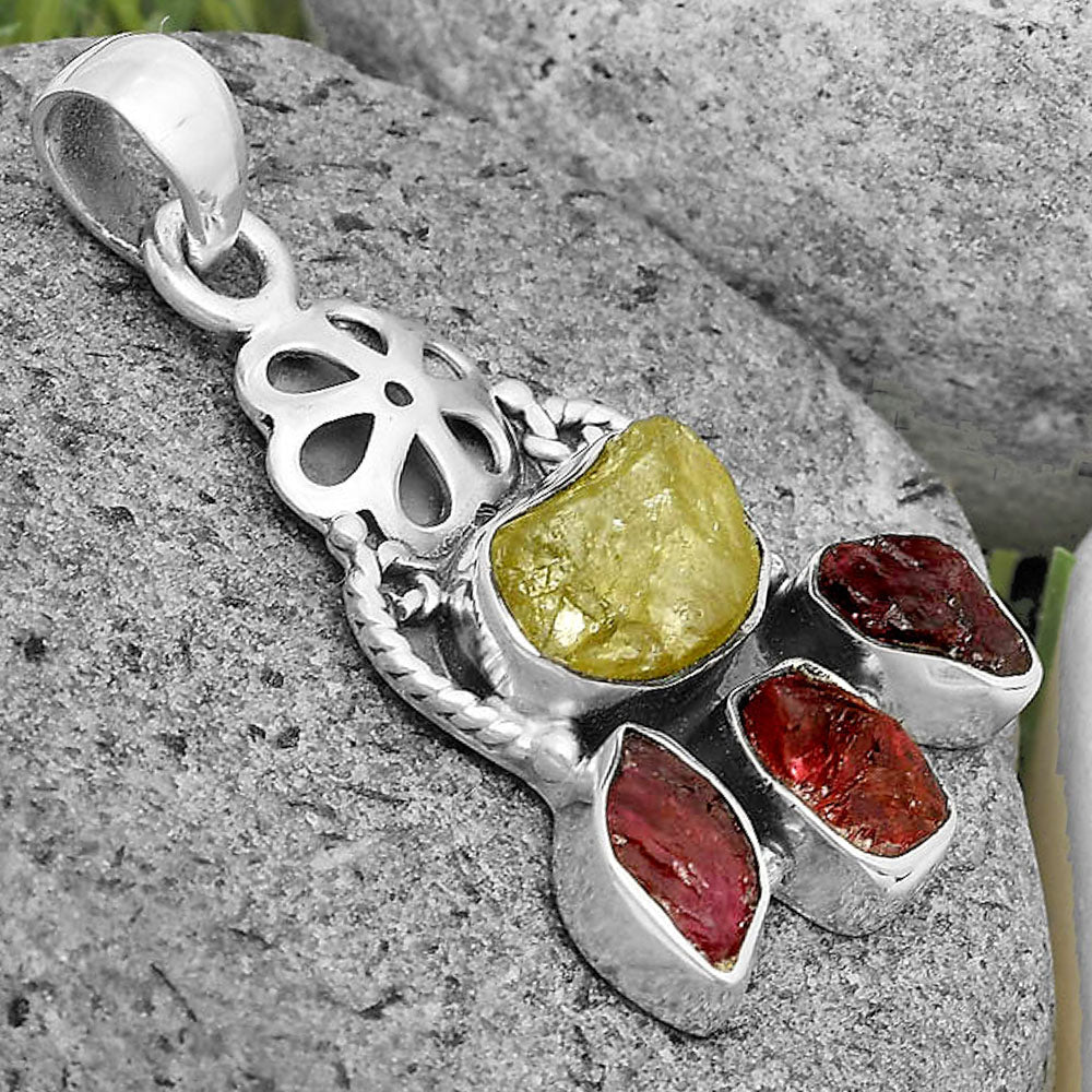 Green Kyanite Rough & Pink Tourmaline Rough Pendant P-1570 SDP135917