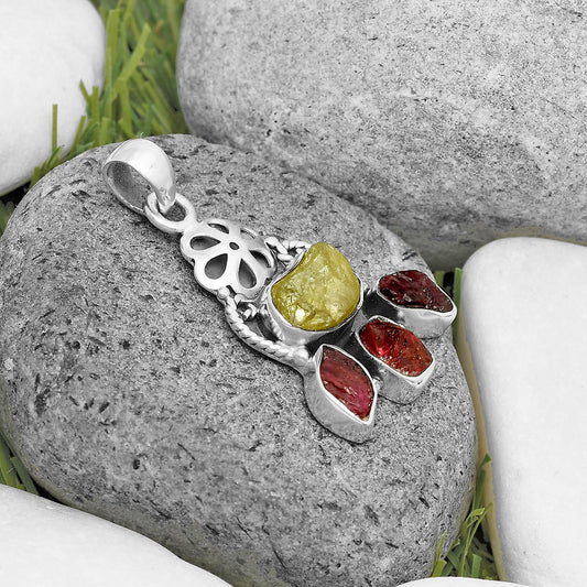 Green Kyanite Rough & Pink Tourmaline Rough Pendant P-1570 SDP135917