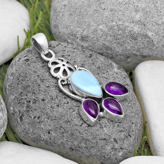 Natural Owyhee Opal & Amethyst Pendant P-1570 SDP135918