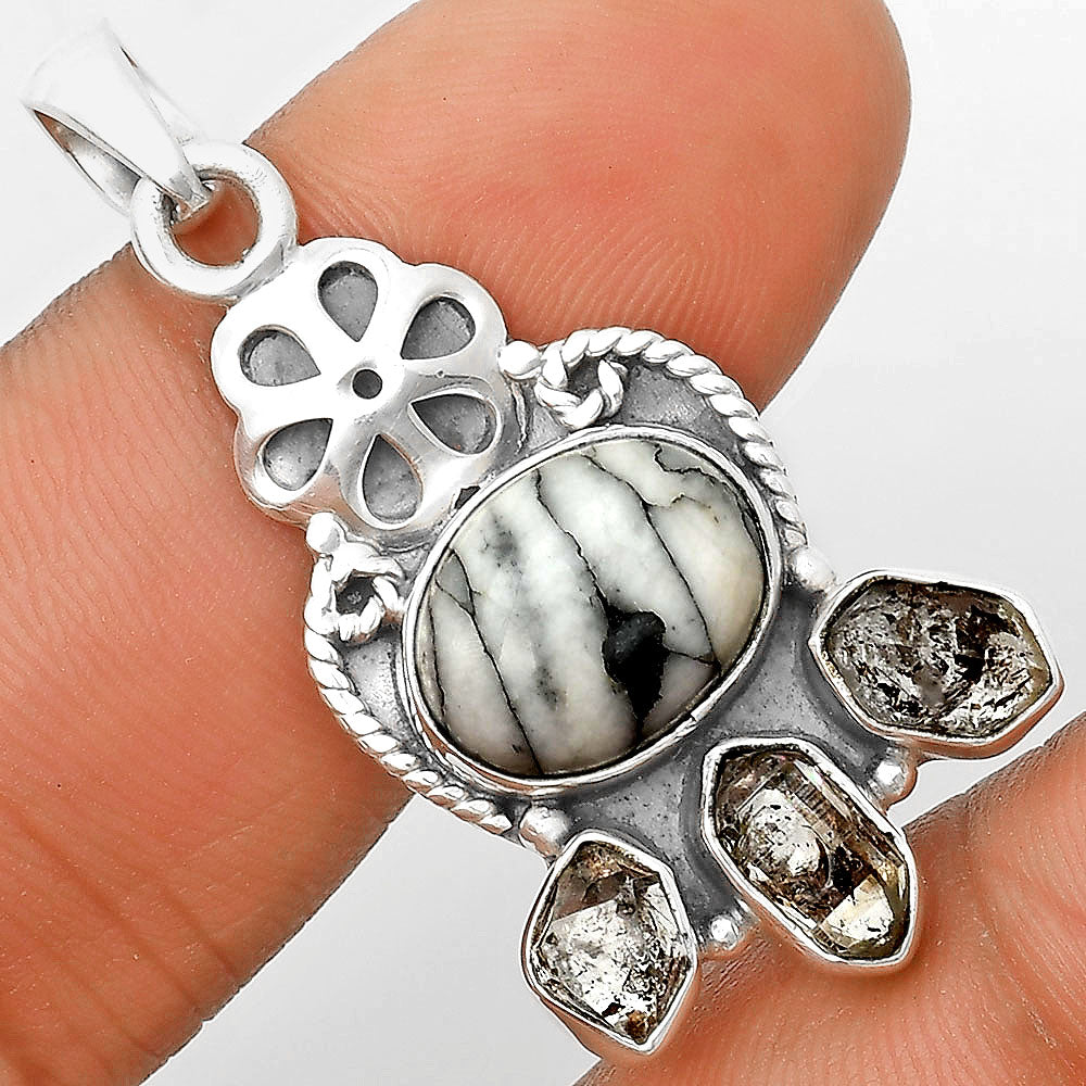 Pinolith Stone & Herkimer Diamond Pendant P-1570 SDP135930