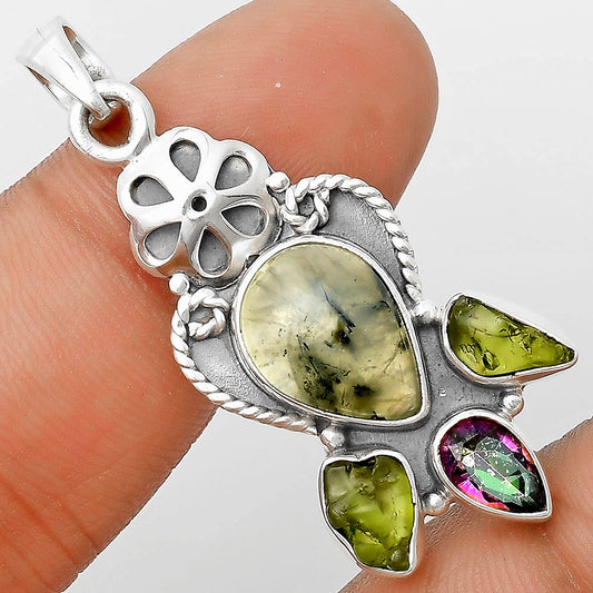 Prehnite, Mystic Topaz & Peridot Rough Pendant P-1570 SDP135941