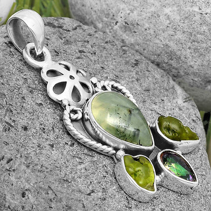 Prehnite, Mystic Topaz & Peridot Rough Pendant P-1570 SDP135941