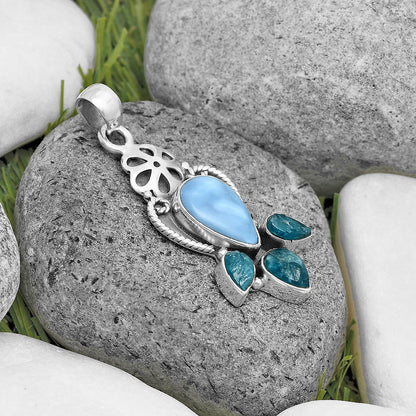 Owyhee Opal & Neon Blue Apatite Rough Pendant P-1570 SDP135942
