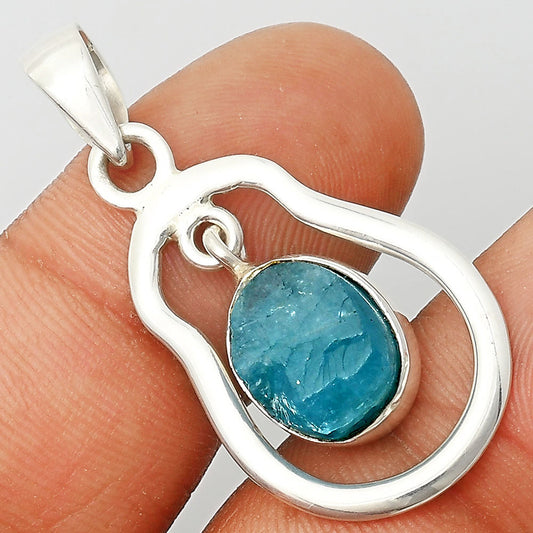 Neon Blue Apatite Rough - Madagascar Pendant P-1171 SDP135976