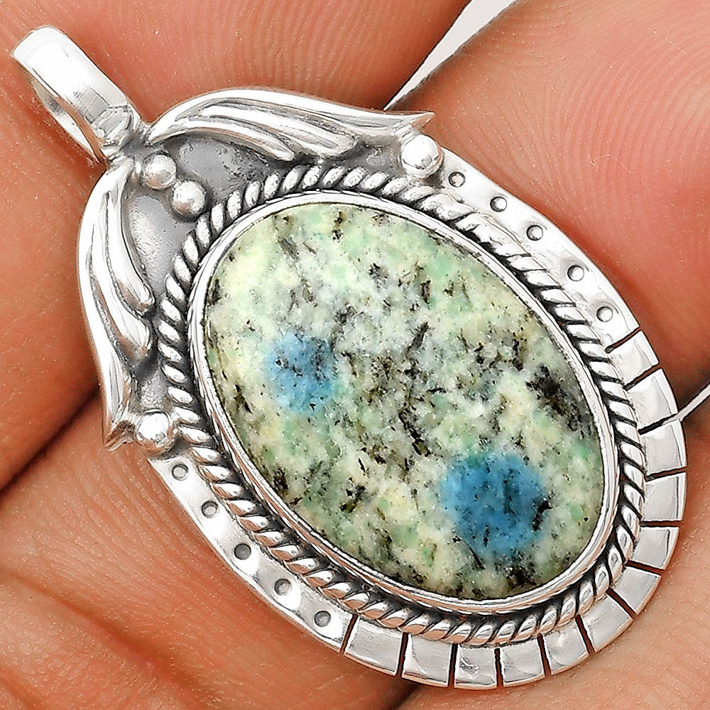 Natural K2 Blue - Azurite In Quartz Pendant P-1568 SDP136000