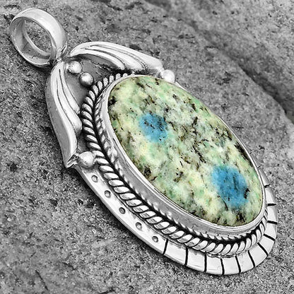 Natural K2 Blue - Azurite In Quartz Pendant P-1568 SDP136000