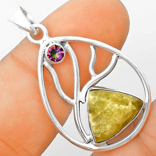 Green Kyanite Rough & Mystic Topaz Pendant P-1572 SDP136008