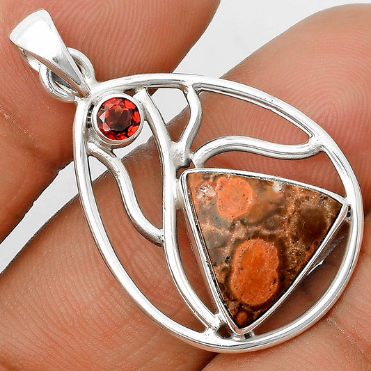 Natural Poppy Jasper & Garnet Pendant P-1572 SDP136013