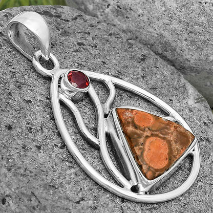 Natural Poppy Jasper & Garnet Pendant P-1572 SDP136013