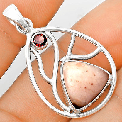 Natural Pink Scolecite & Garnet Pendant P-1572 SDP136017