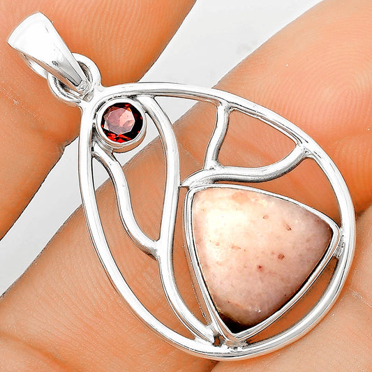Natural Pink Scolecite & Garnet Pendant P-1572 SDP136017