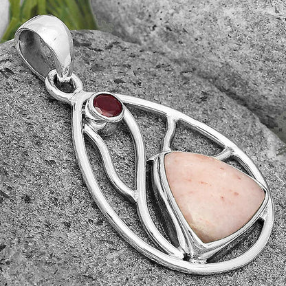 Natural Pink Scolecite & Garnet Pendant P-1572 SDP136017