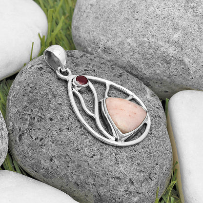 Natural Pink Scolecite & Garnet Pendant P-1572 SDP136017