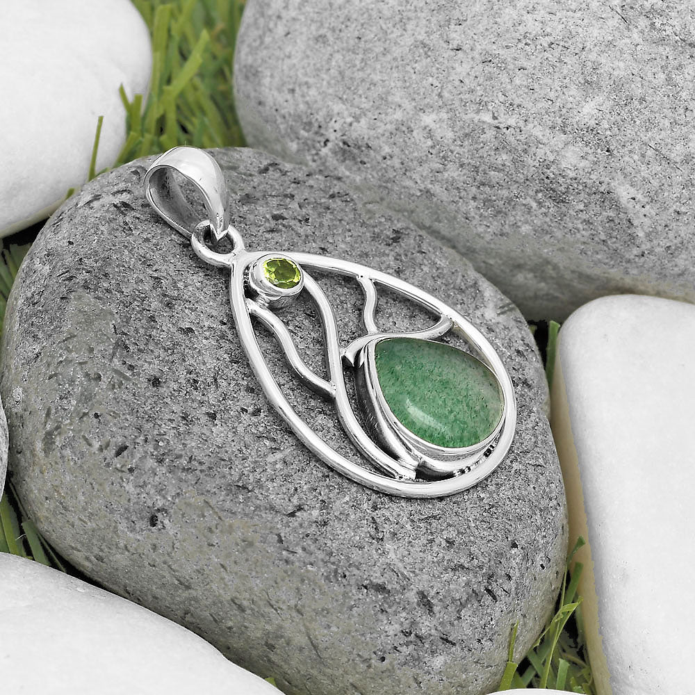 Natural Green Aventurine & Peridot Pendant P-1572 SDP136020