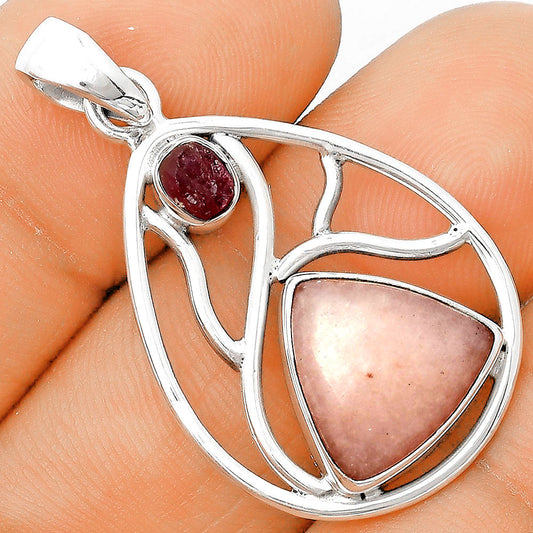 Pink Scolecite & Pink Tourmaline Rough Pendant P-1572 SDP136021
