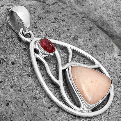 Pink Scolecite & Pink Tourmaline Rough Pendant P-1572 SDP136021