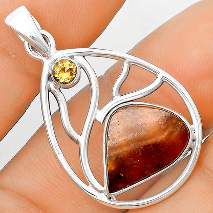 Sutured Ammonite Madagascar & Citrine Pendant P-1572 SDP136026