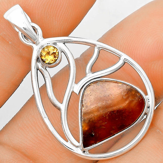 Sutured Ammonite Madagascar & Citrine Pendant P-1572 SDP136026