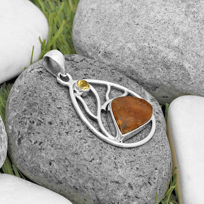 Sutured Ammonite Madagascar & Citrine Pendant P-1572 SDP136026