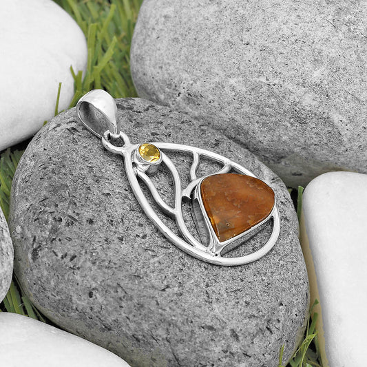 Sutured Ammonite Madagascar & Citrine Pendant P-1572 SDP136026