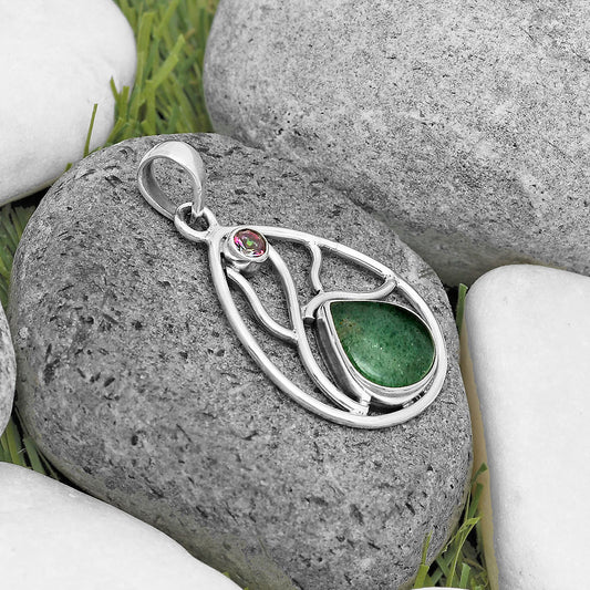 Natural Green Aventurine & Mystic Topaz Pendant P-1572 SDP136028