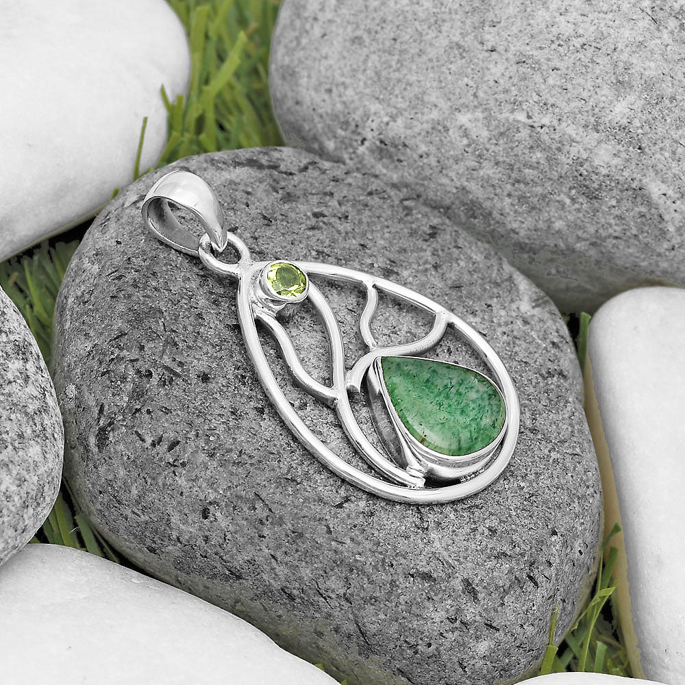Natural Green Aventurine & Peridot Pendant P-1572 SDP136031