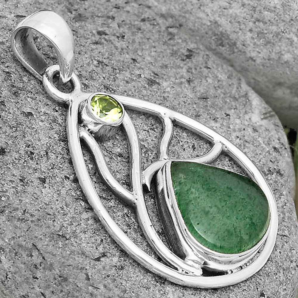 Natural Green Aventurine & Peridot Pendant P-1572 SDP136032