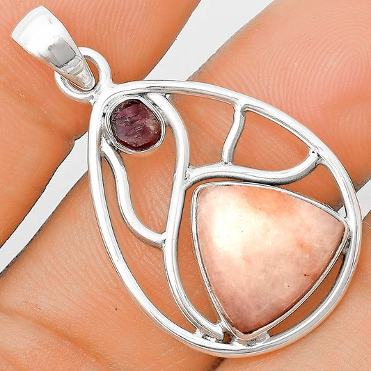 Pink Scolecite & Pink Tourmaline Rough Pendant P-1572 SDP136033