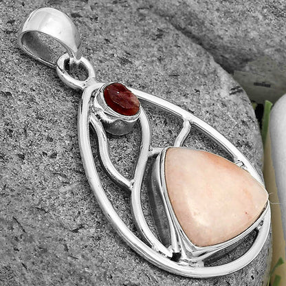 Pink Scolecite & Pink Tourmaline Rough Pendant P-1572 SDP136033