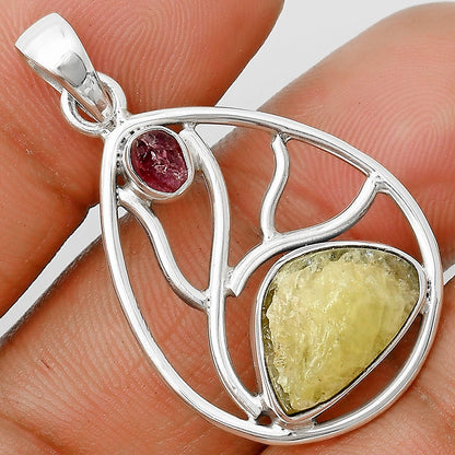 Green Kyanite Rough & Pink Tourmaline Rough Pendant P-1572 SDP136039
