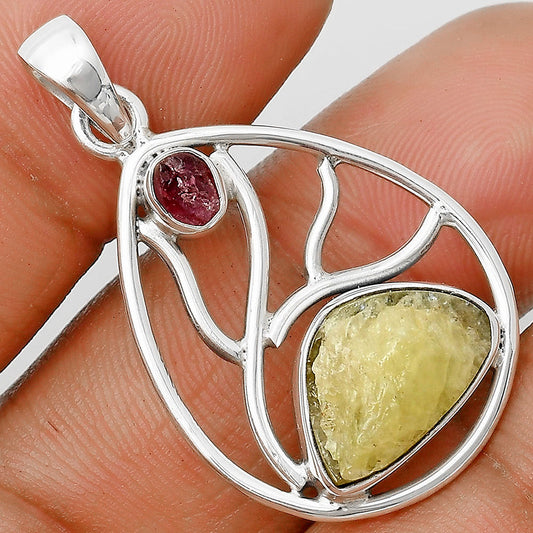 Green Kyanite Rough & Pink Tourmaline Rough Pendant P-1572 SDP136039