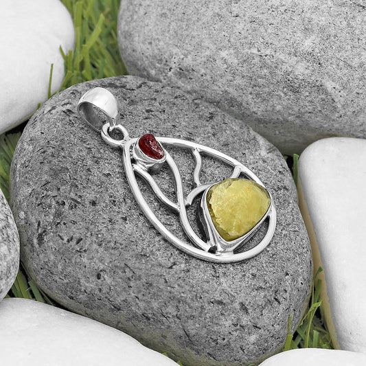 Green Kyanite Rough & Pink Tourmaline Rough Pendant P-1572 SDP136039