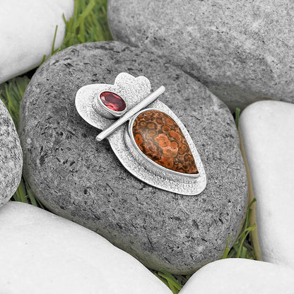 Natural Poppy Jasper & Garnet Pendant P-1338 SDP136074