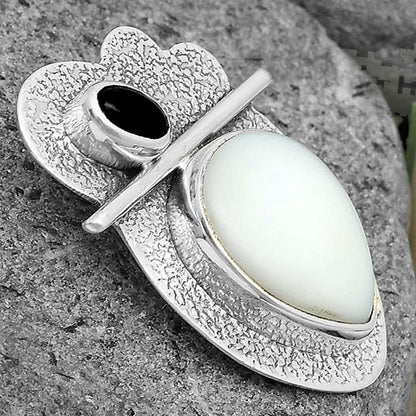 Natural White Opal & Black Onyx Pendant P-1338 SDP136078