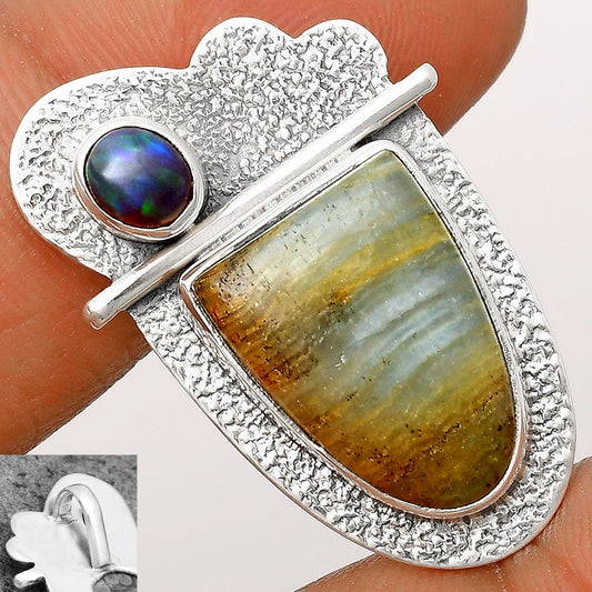 Natural Blue Aragonite & Ethiopian Opal Pendant P-1338 SDP136081