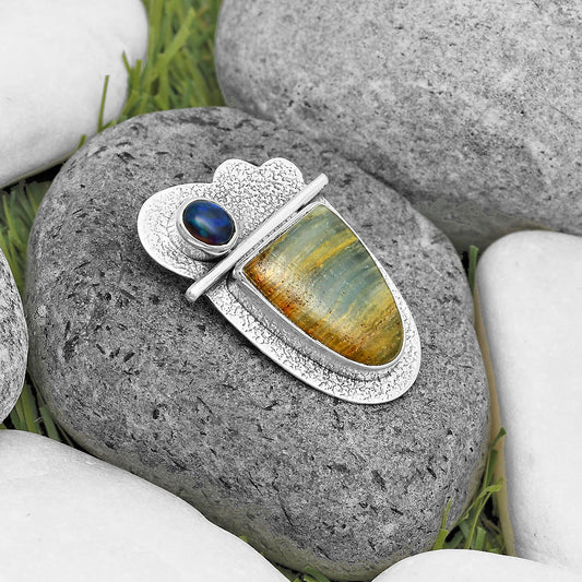 Natural Blue Aragonite & Ethiopian Opal Pendant P-1338 SDP136081