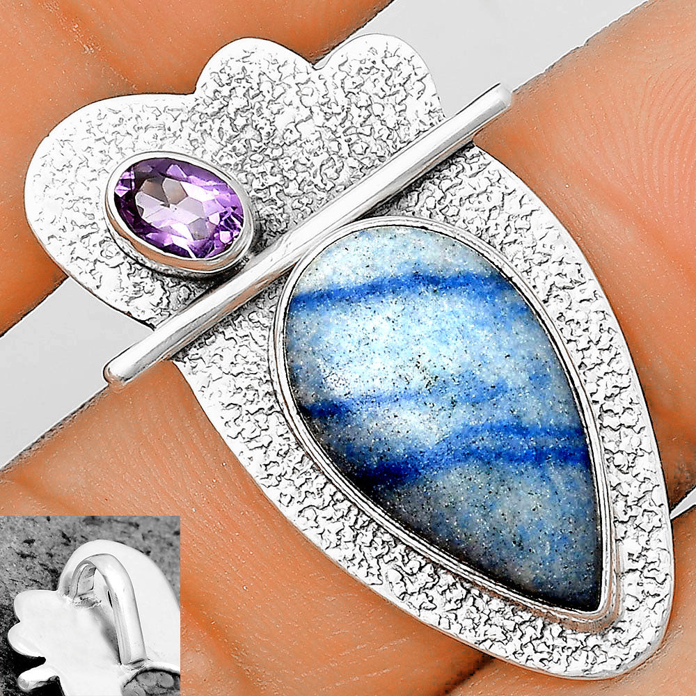 Natural Dumortierite Quartz & Amethyst Pendant P-1338 SDP136084