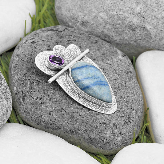 Natural Dumortierite Quartz & Amethyst Pendant P-1338 SDP136084