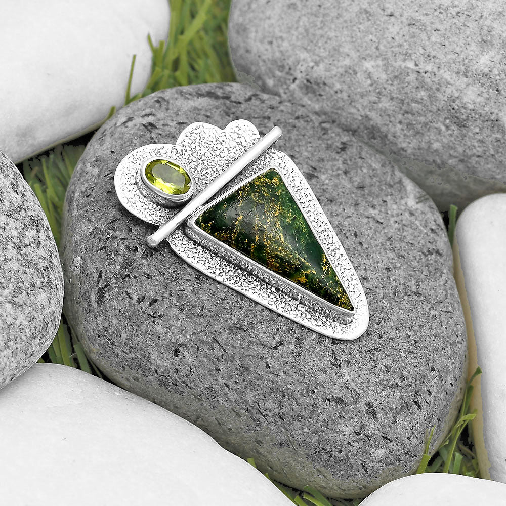 Natural Green Fuchsite & Peridot Pendant P-1338 SDP136085