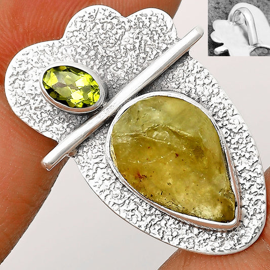 Green Kyanite Rough - India & Peridot Pendant P-1338 SDP136088