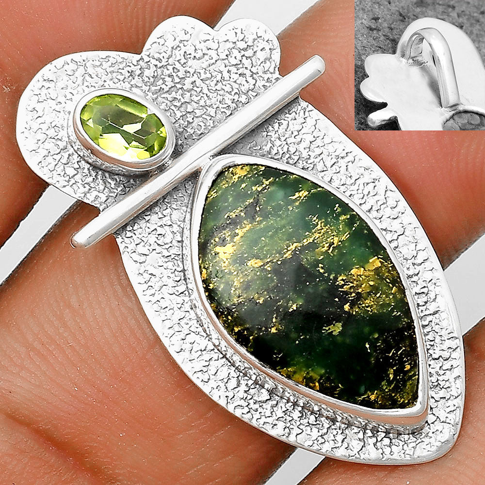 Natural Green Fuchsite & Peridot Pendant P-1338 SDP136092