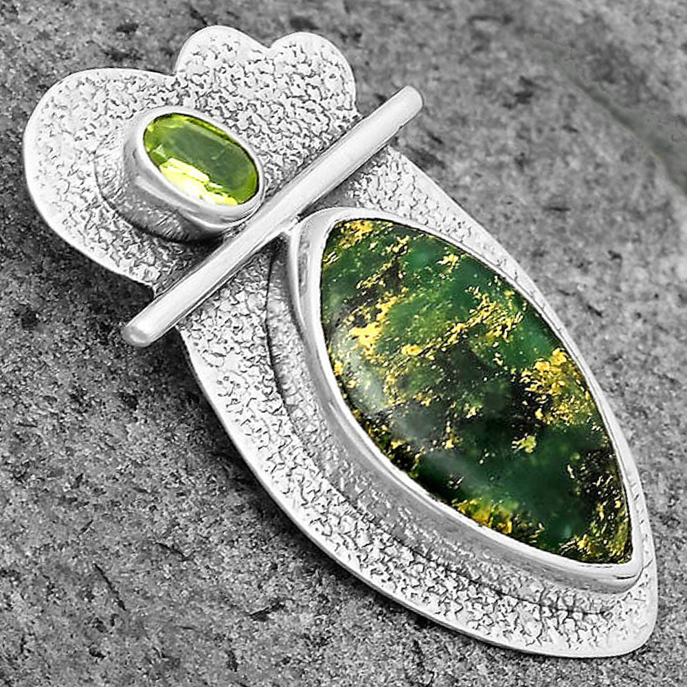 Natural Green Fuchsite & Peridot Pendant P-1338 SDP136092