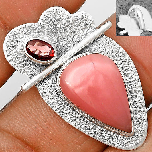 Natural Guava Quartz Brazil & Garnet Pendant P-1338 SDP136093