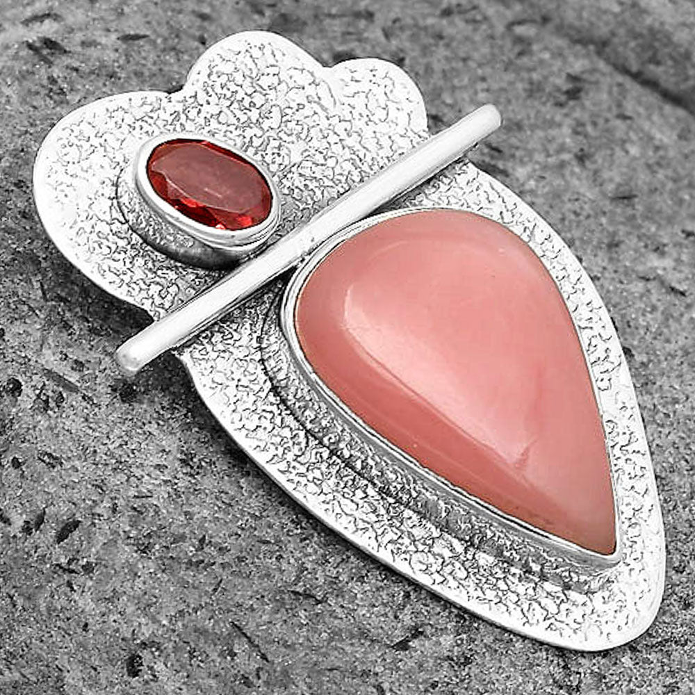 Natural Guava Quartz Brazil & Garnet Pendant P-1338 SDP136093