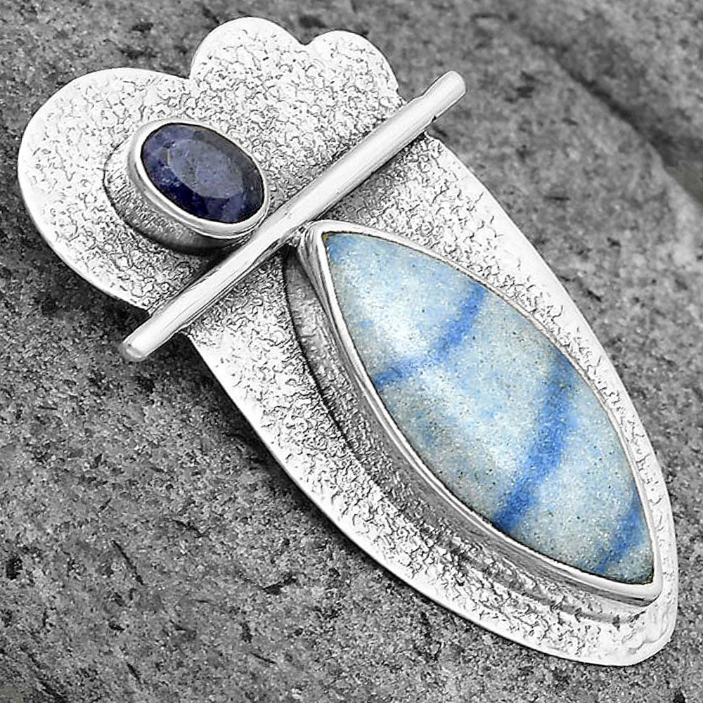 Dumortierite Quartz & Lapis Lazuli Pendant P-1338 SDP136095