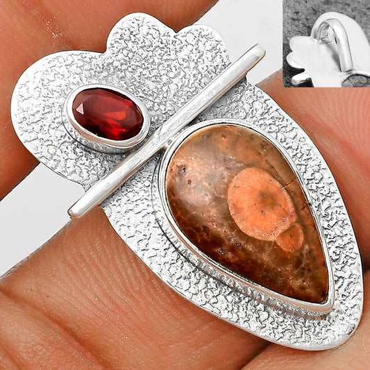 Natural Poppy Jasper & Garnet Pendant P-1338 SDP136098