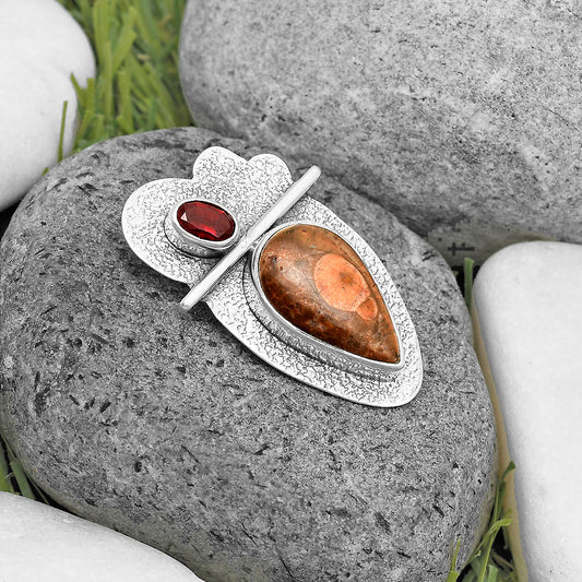 Natural Poppy Jasper & Garnet Pendant P-1338 SDP136098
