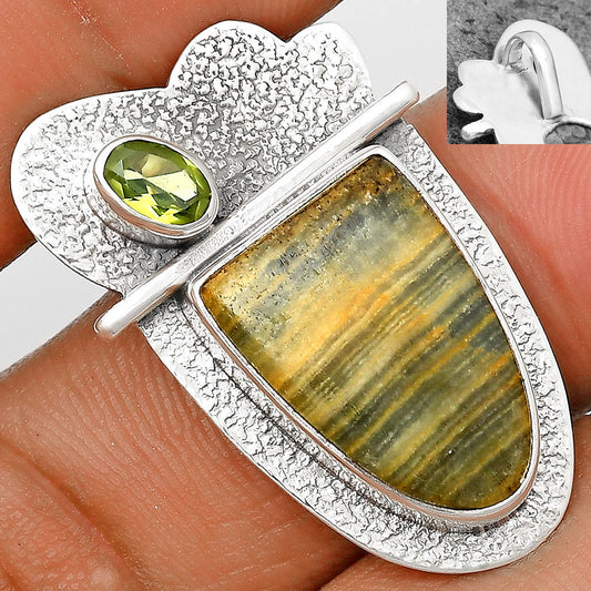 Natural Blue Aragonite & Peridot Pendant P-1338 SDP136100